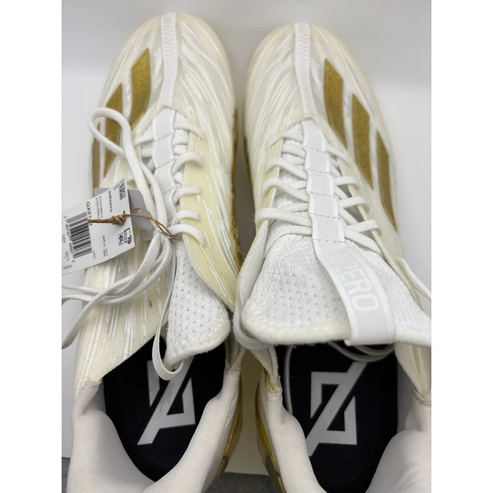 Adidas Adizero Football Cleats Mens Size 15 White Gold Metallic New